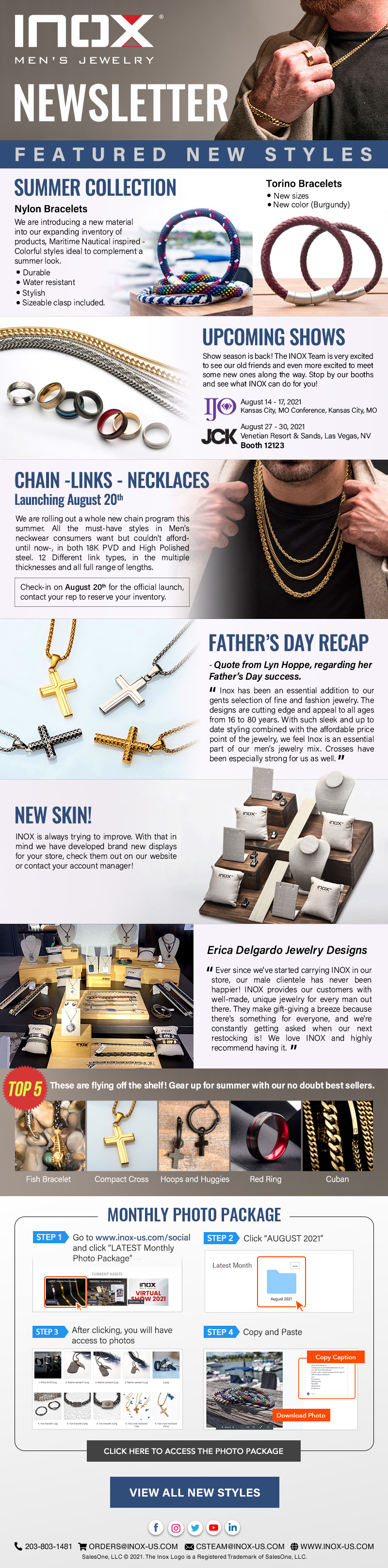August 2021 Newsletter - INOX Men's Jewelry