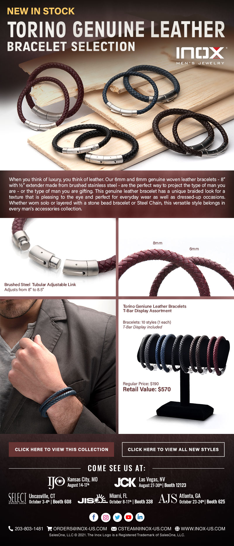 New Torino Genuine Leather Bracelets for Summer