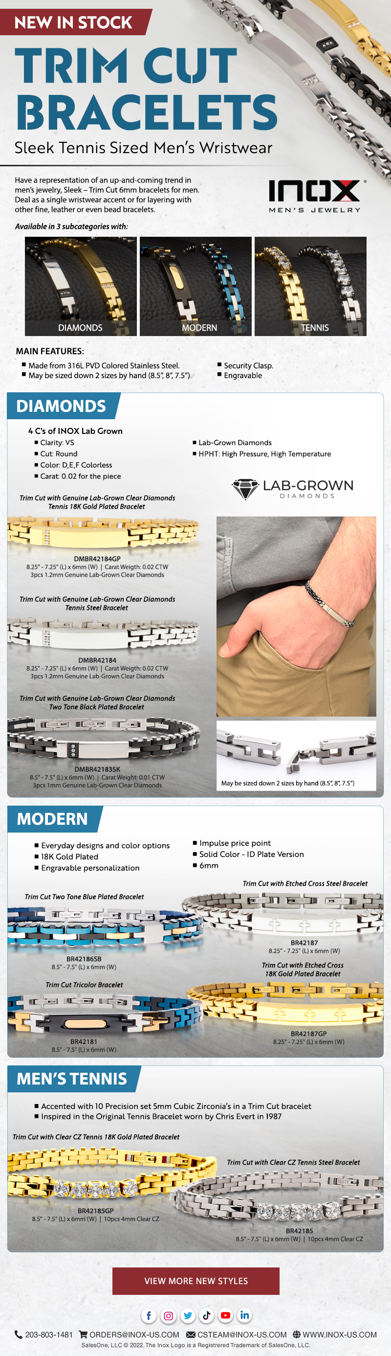 New In Stock Trim Cut Bracelets by INOX