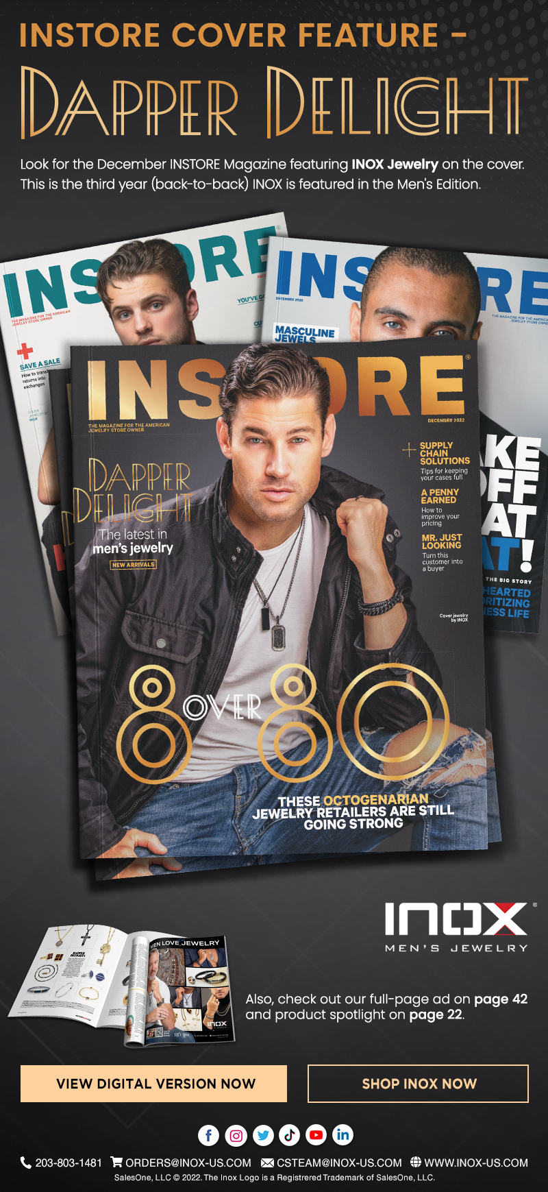 Look for INOX Jewelry at the INSTORE Magazine December 2022 Cover